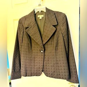 Coldwater Creek black, dressy blazer, lined, sparkly button closure. Size 12.